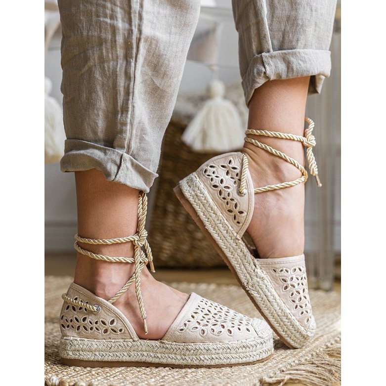 Peekaboo béžové prolamované espadrilky béžový 1