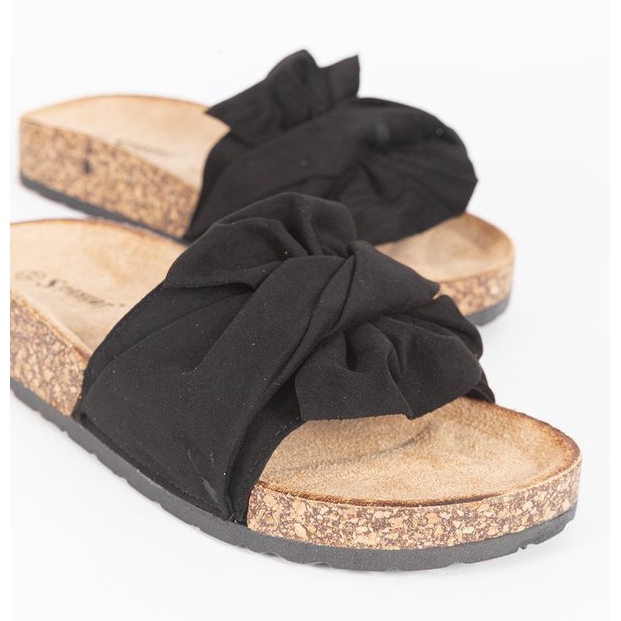 Černé pantofle s mašlí Step Of Pleasure černá 1