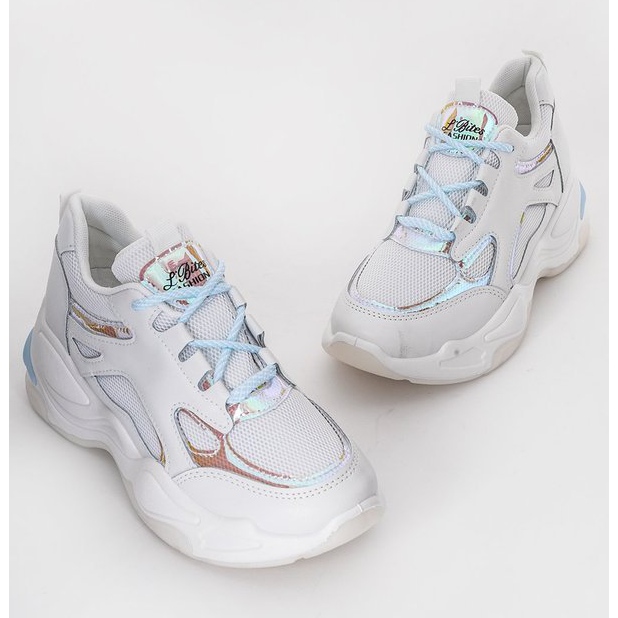 Bílé tenisky se silnou podrážkou od Big Fun bílý modrý 1