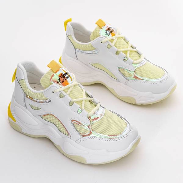 Bílé tenisky se silnou podrážkou od Big Fun bílý žlutá 1