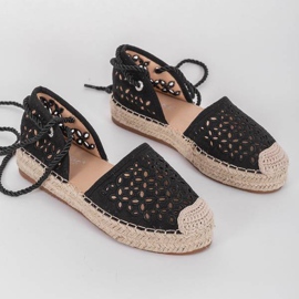 Prolamované černé espadrilky Peekaboo černý 1