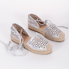 Peekaboo prolamované stříbrné espadrilky stříbro šedá 1