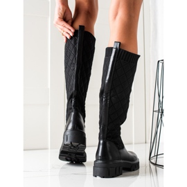 Seastar Prošívané boty na platformě černá 1