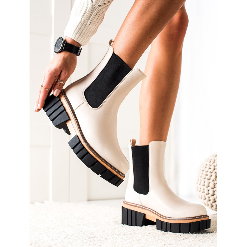 Seastar Chelsea Boty Na Módní Platformě béžový černý 2