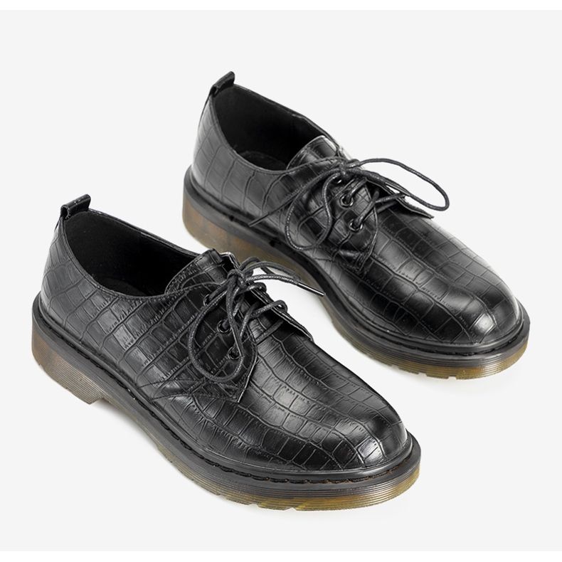 Černé Oxfords v koženém tématu krokodýla černý 1