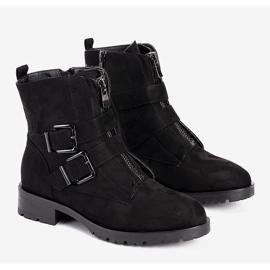 Černé dámské semišové kotníkové boty z mušle černá 1 Černé dámské semišové kotníkové boty z mušle černá 1