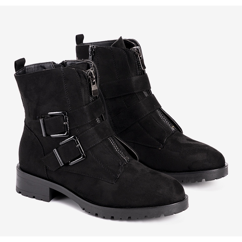 Černé dámské semišové kotníkové boty z mušle černá 1 Černé dámské semišové kotníkové boty z mušle černá 1