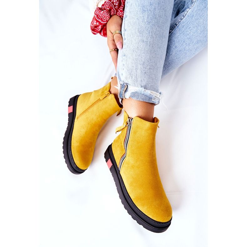 PS1 Suede Booties Boty Jodhpur na platformě The Yellow Nessa žluť 1