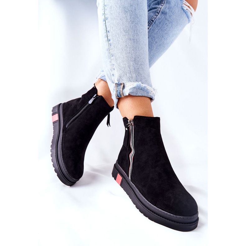 PS1 Suede Booties Boty Jodhpur Na platformě Black Nessa černý 1