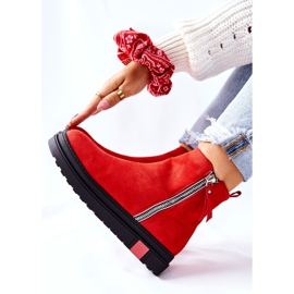 PS1 Suede Booties Boty Jodhpur na platformě Red Nessa červený 2