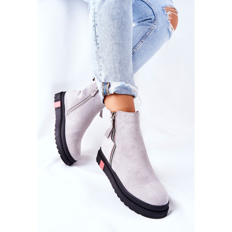 PS1 Suede Booties Jodhpur boty na platformě Gray Nessa šedá 1