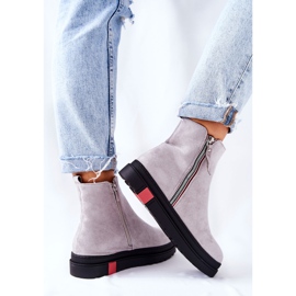 PS1 Suede Booties Jodhpur boty na platformě Gray Nessa šedá 2