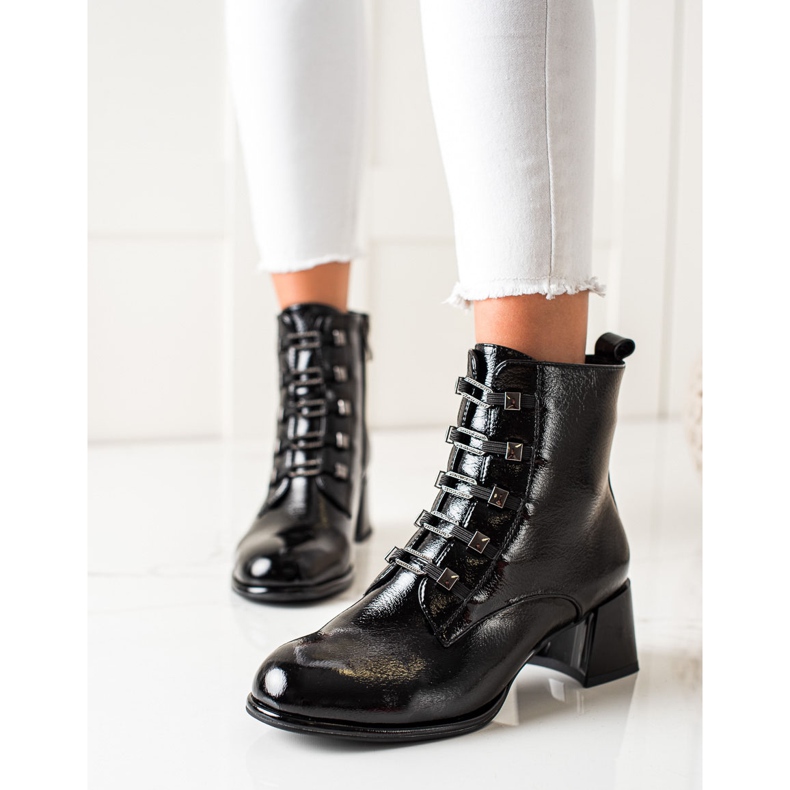 S. BARSKI Pohodlné kozačky na vysokém podpatku černá 1 S. BARSKI Pohodlné kozačky na vysokém podpatku černá 1