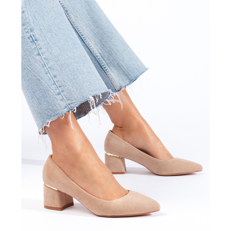 Goodin Elegantní semišové lodičky béžový 1