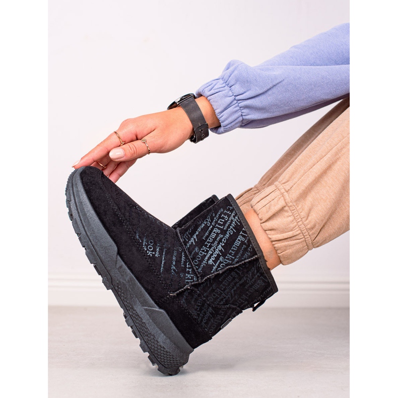 TRENDI Teplý Mukluki na platformě černá 1