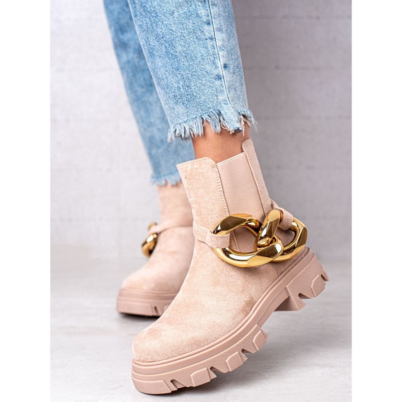 S. BARSKI Semišové boty na platformě S.BARSKI béžový 1