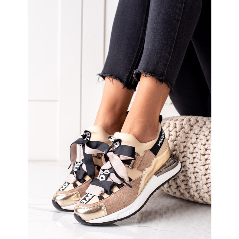 Tenisky převázané stuhou VINCEZA hnědý 2