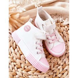 Dětské vysoké tenisky se suchým zipem Big Star II374014 White bílý růžový 7