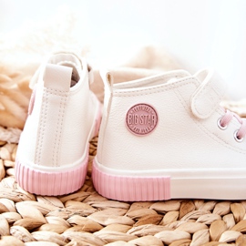 Dětské vysoké tenisky se suchým zipem Big Star II374014 White bílý růžový 1