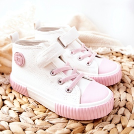 Dětské vysoké tenisky se suchým zipem Big Star II374014 White bílý růžový 2