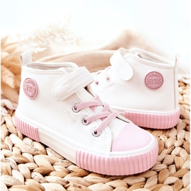 Dětské vysoké tenisky se suchým zipem Big Star II374014 White bílý růžový 6