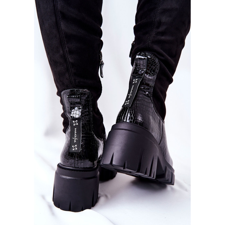 Kožené boty Maciejka Krokodyl Black 05260-01 černý 1