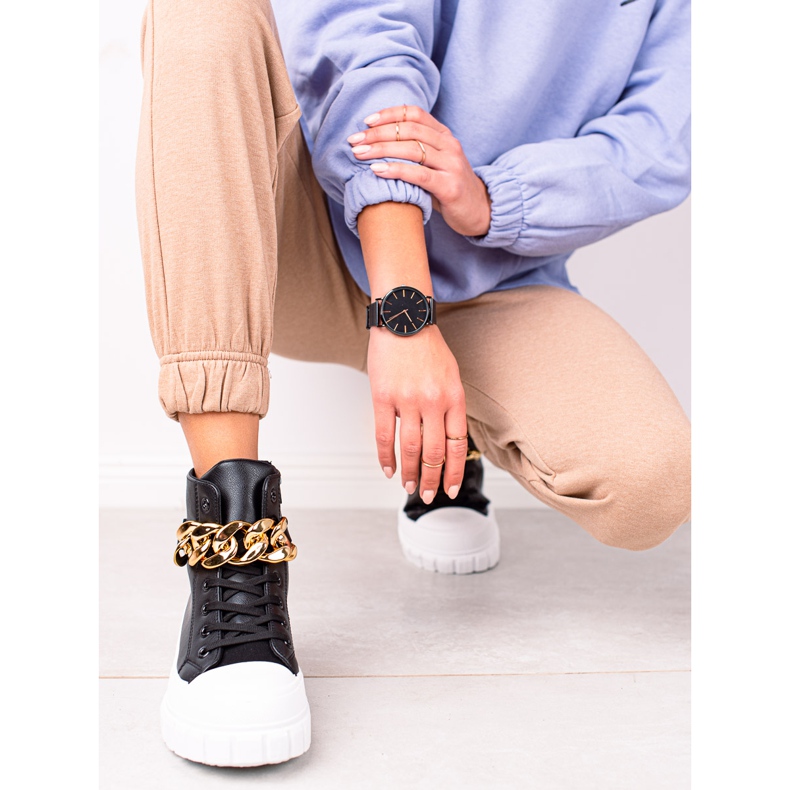 Seastar Vysoké tenisky s řetízkem černá 1