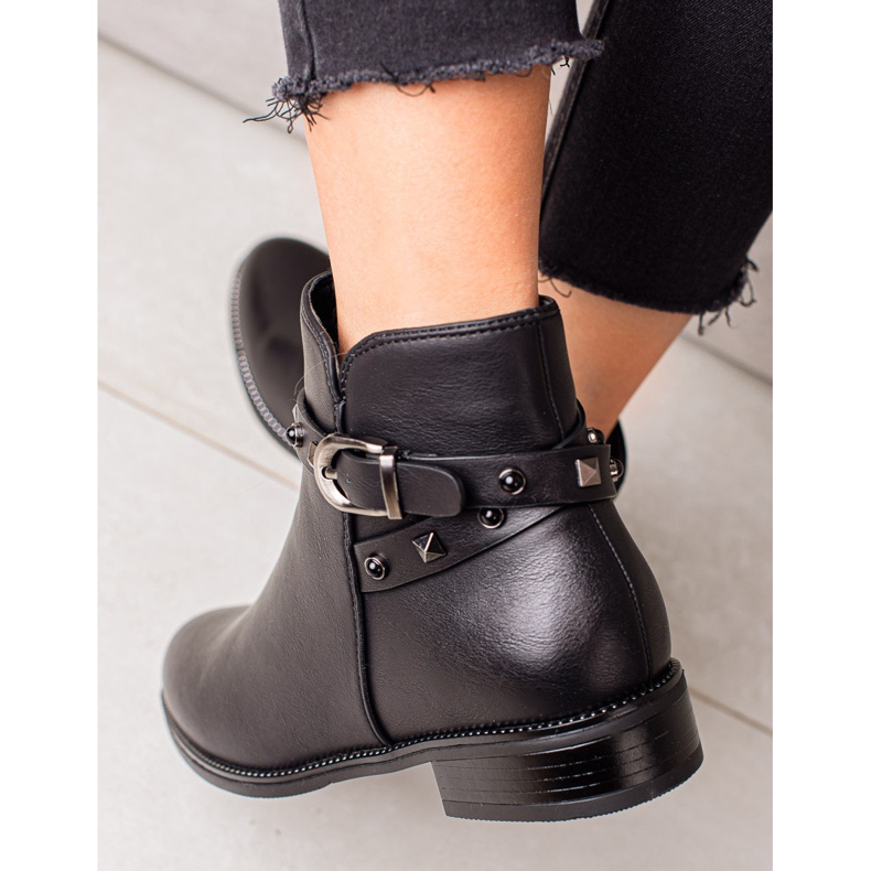 Goodin Černé kozačky s kamínky černá 2