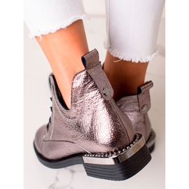 W. Potocki Módní kozačky s vykrojeným Potocki růžový 2