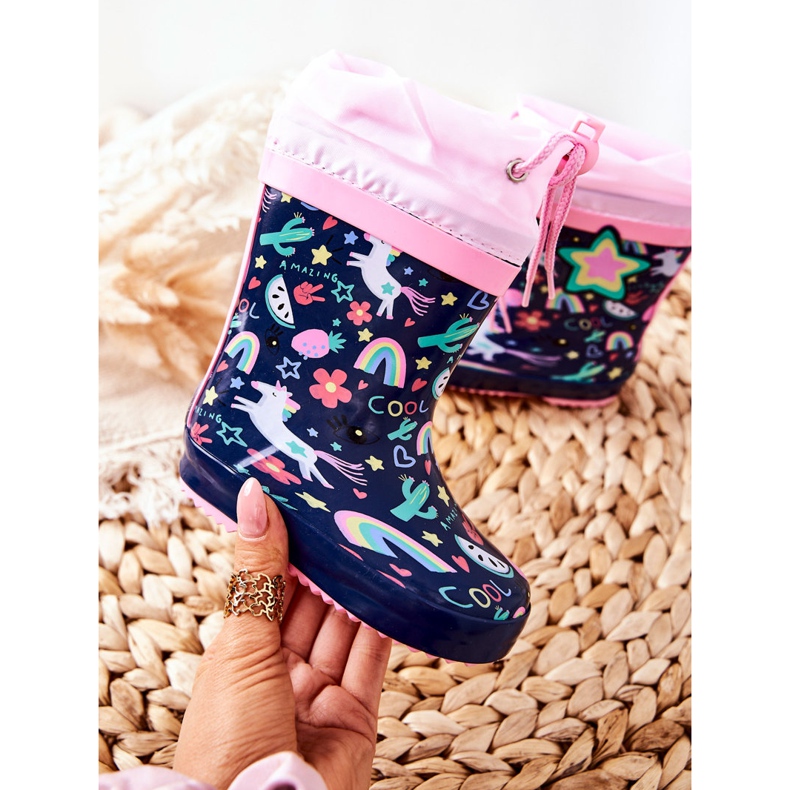 Dětské gumové galoše Navy Blue Unicorn Aleman námořnická modrá růžový 1 Dětské gumové galoše Navy Blue Unicorn Aleman námořnická modrá růžový 1