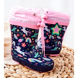 Dětské gumové galoše Navy Blue Unicorn Aleman námořnická modř růžový 2