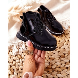 PA1 Kožené dětské boty lakované černé Maris černá černá 2