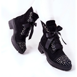 Semišové boty Workery Lewski Shoes Tied 3069 Black černý 2