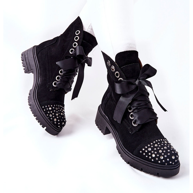 Semišové boty Workery Lewski Shoes Tied 3069 Black černý 2