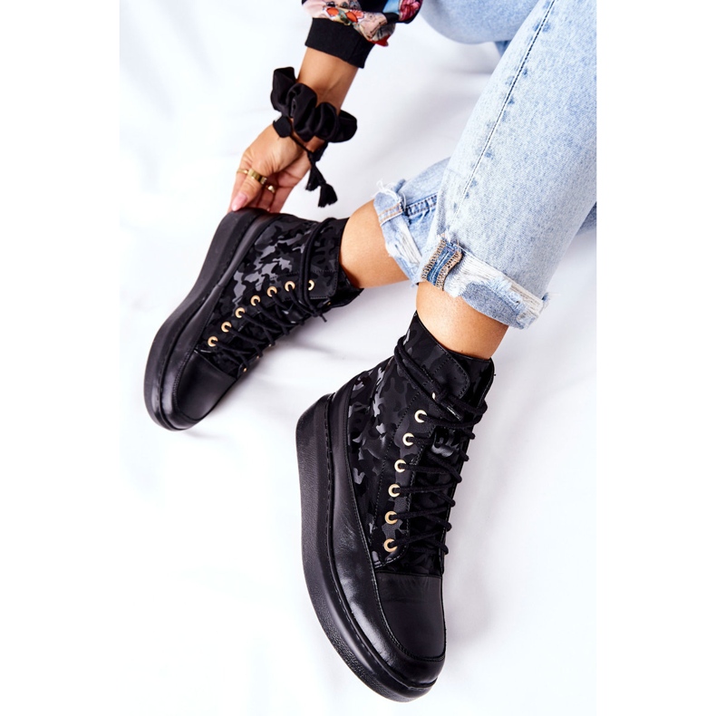 Lewski Shoes Sportovní kožené boty Lewski 3034 Black Camo černý 1