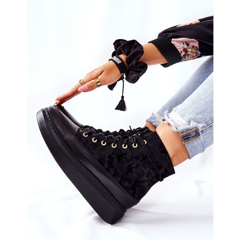 Lewski Shoes Sportovní kožené boty Lewski 3034 Black Camo černý 2