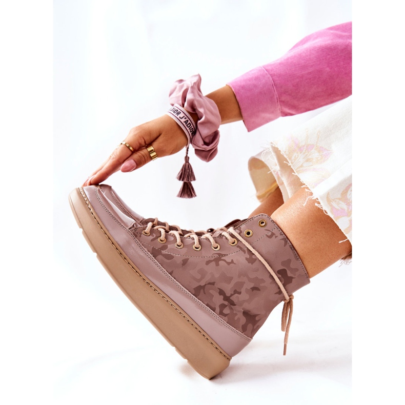 Lewski Shoes Sportovní kožené boty Lewski 3034 Beige Camo béžový 2