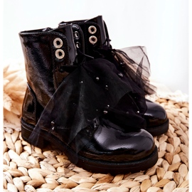 S.Barski Dětské černé teplé lakované boty Semissa černý 1