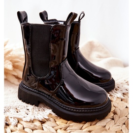 FR1 Dětské kozačky teplé lakované černé Aletris černá 1