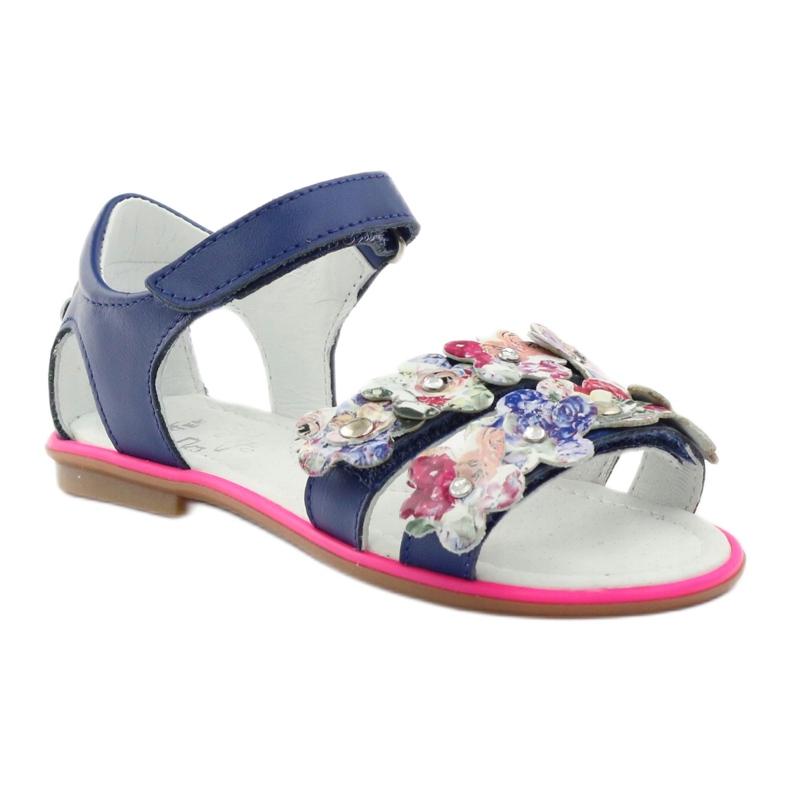 Bartek Sandalki gladiatikki 16168 Cornflower zdobený květinami modrý 1