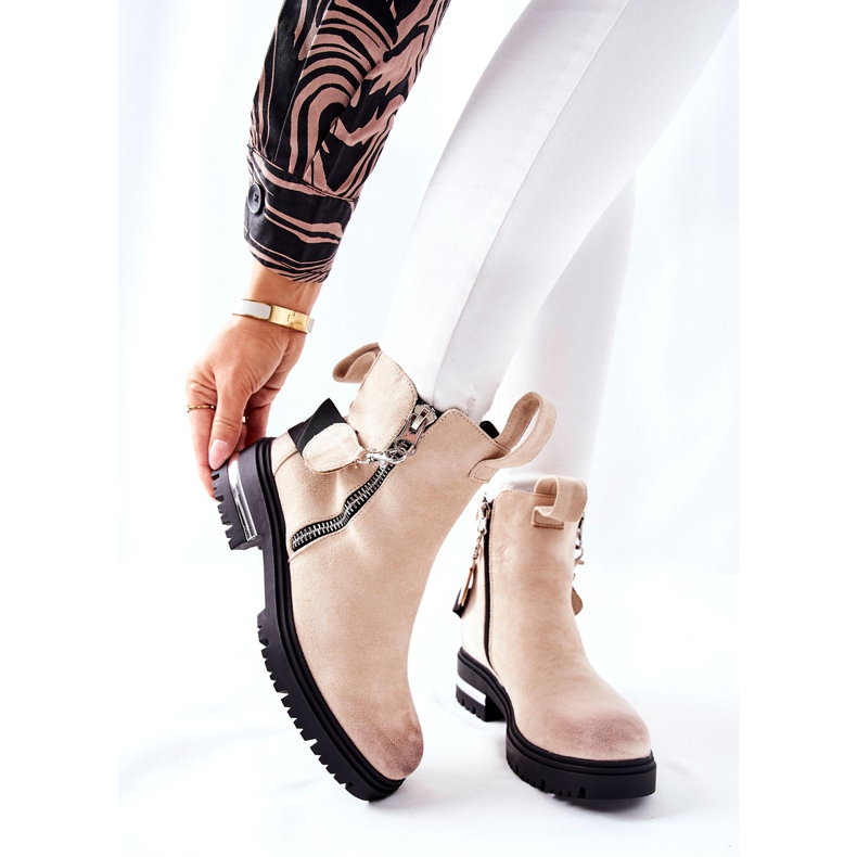 PS1 Zateplené kozačky na zip Béžová Cortona béžový 2