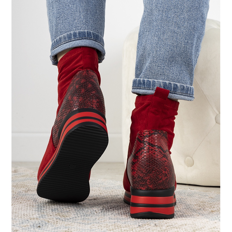 Červené tenisky s vložkou hadí kůže Garibay 1 Červené tenisky s vložkou hadí kůže Garibay 1