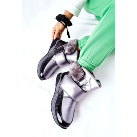 S.Barski Dámské teplé sněhové boty Grey Evamia stříbrný šedá 1