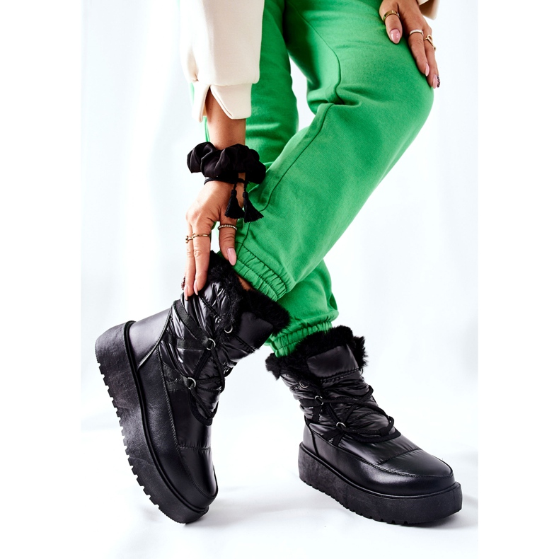 S.Barski Černé dámské černé teplé sněhové boty černá 2 S.Barski Černé dámské černé teplé sněhové boty černá 2