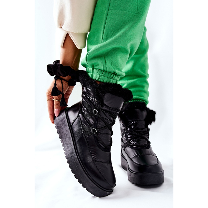 S.Barski Černé dámské černé teplé sněhové boty černá 1