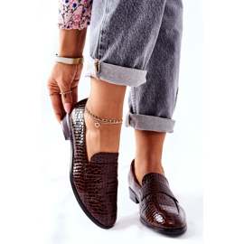 Vinceza Lakované boty se zvířecím vzorem hnědého lnu hnědý 1