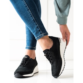 Kožené tenisky s třpytkami VINCEZA černá 1