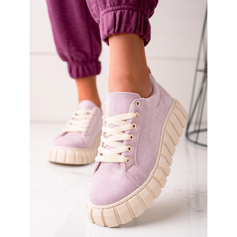 Sweet Shoes Semišové tenisky na platformě fialová 1