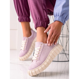 Sweet Shoes Semišové tenisky na platformě fialová 2