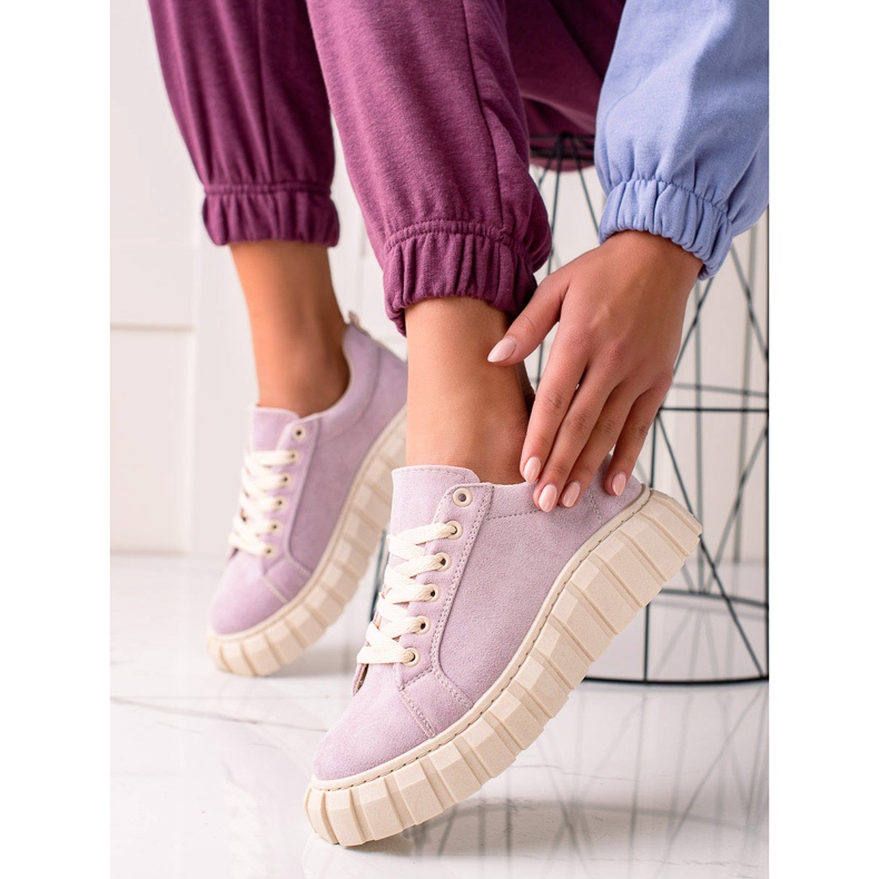 Sweet Shoes Semišové tenisky na platformě fialová 2